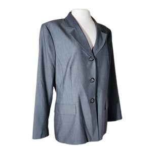 Evan Picone Stylish Gray Blazer with Satin Lining Gray Plus Size 18